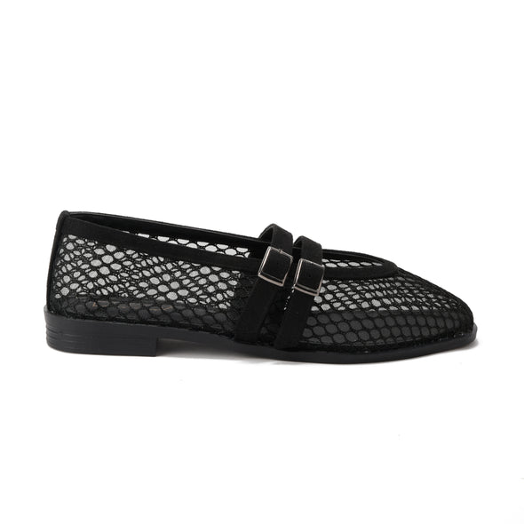 HONEYCOMB MARY JANE BALLERINAS - BLACK