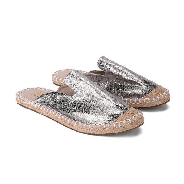 STELLA MULES - SILVER FOILED LEATHER