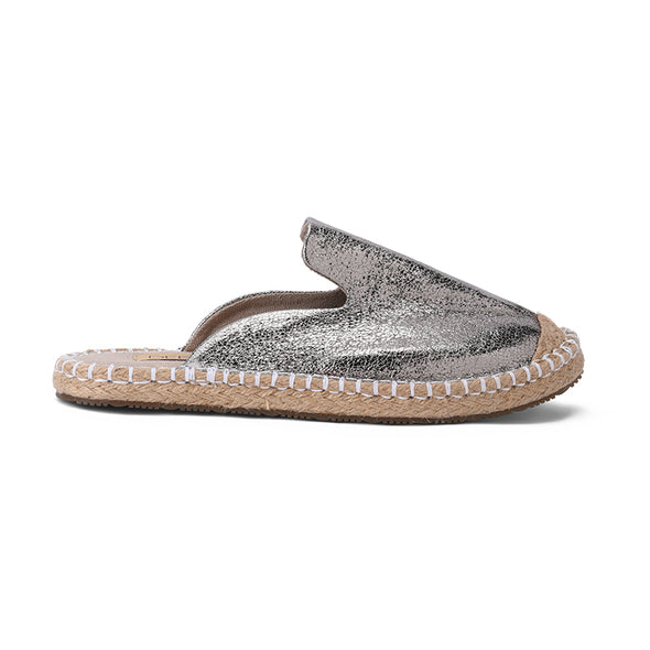 STELLA MULES - SILVER FOILED LEATHER