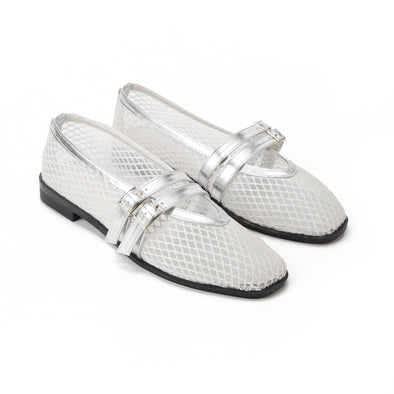 HONEYCOMB MARY JANE BALLERINAS - SILVER