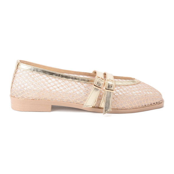 HONEYCOMB MARY JANE BALLERINAS - GOLD