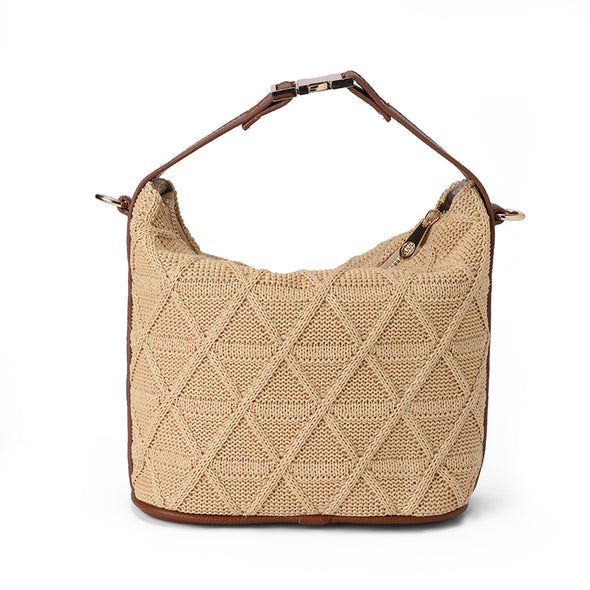 ELENI RAFFIA BAG - CAMEL