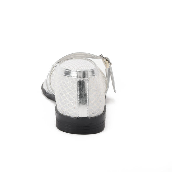 HONEYCOMB MARY JANE BALLERINAS - SILVER