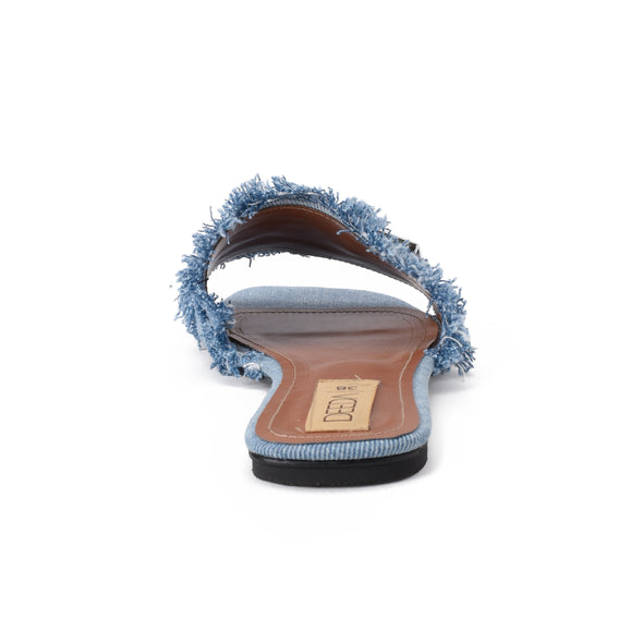 BUCKLE SLIDES - LIGHT BLUE DENIM