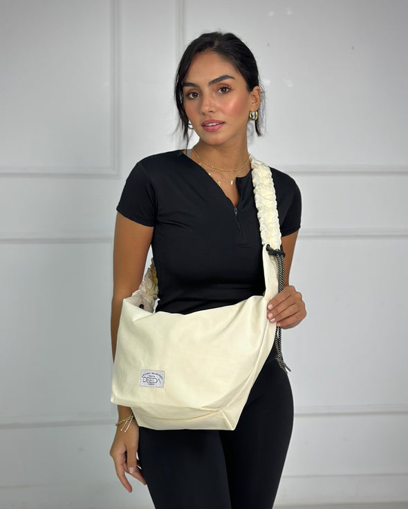 FRILLY HOBO BAG - BEIGE