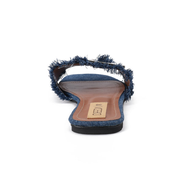 BUCKLE SLIDES - DARK BLUE DENIM