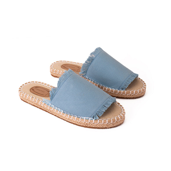 OPEN-TOE STELLA MULES - SKY BLUE