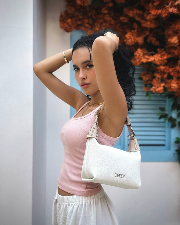 LEILA MINI HOBO - WHITE