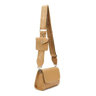 JAMEELA FLAP CROSS-BODY BAG - COFFEE