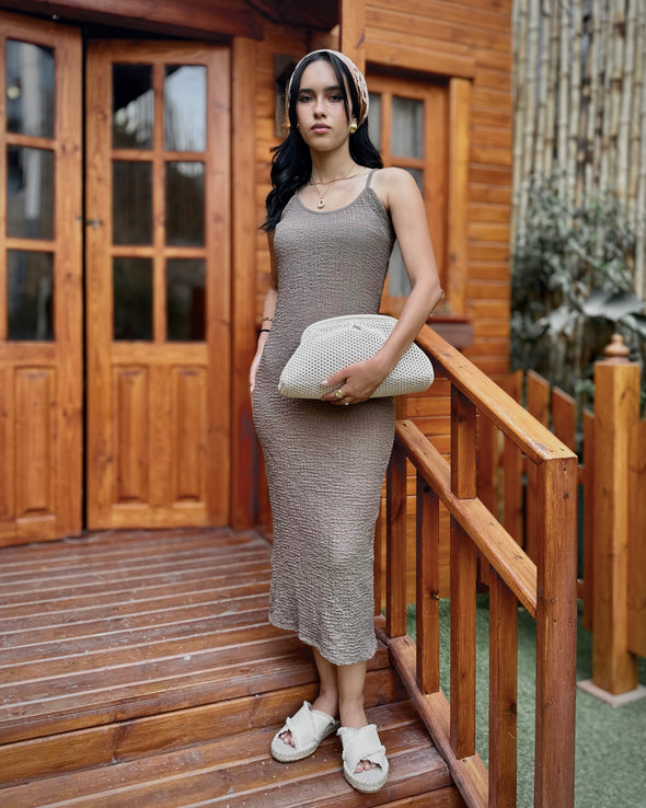 ZOE HONEYCOMB KNIT - BEIGE RAFFIA