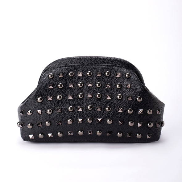 ZOE STUDDED LEATHER - BLACK