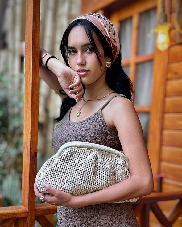 ZOE HONEYCOMB KNIT - BEIGE RAFFIA