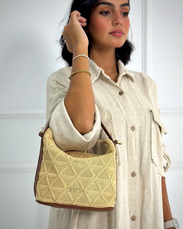 ELENI RAFFIA BAG - CAMEL