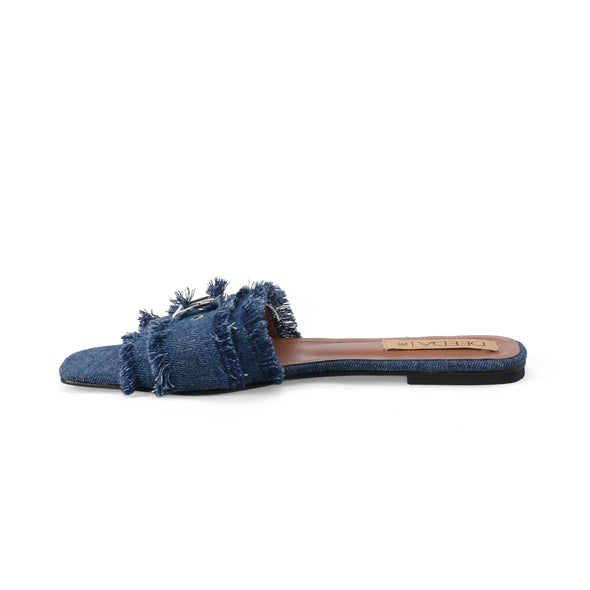 BUCKLE SLIDES - DARK BLUE DENIM