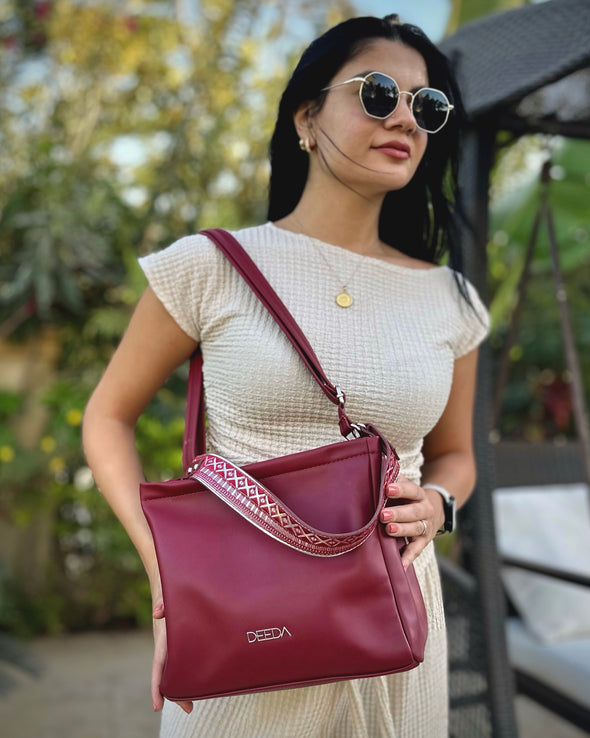 SKAI MINI TOTE  - BURGUNDY