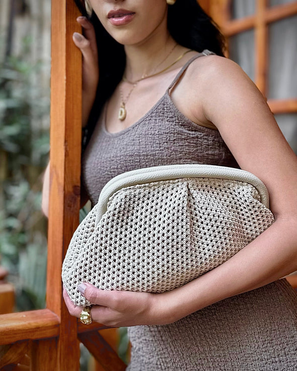 ZOE HONEYCOMB KNIT - BEIGE RAFFIA