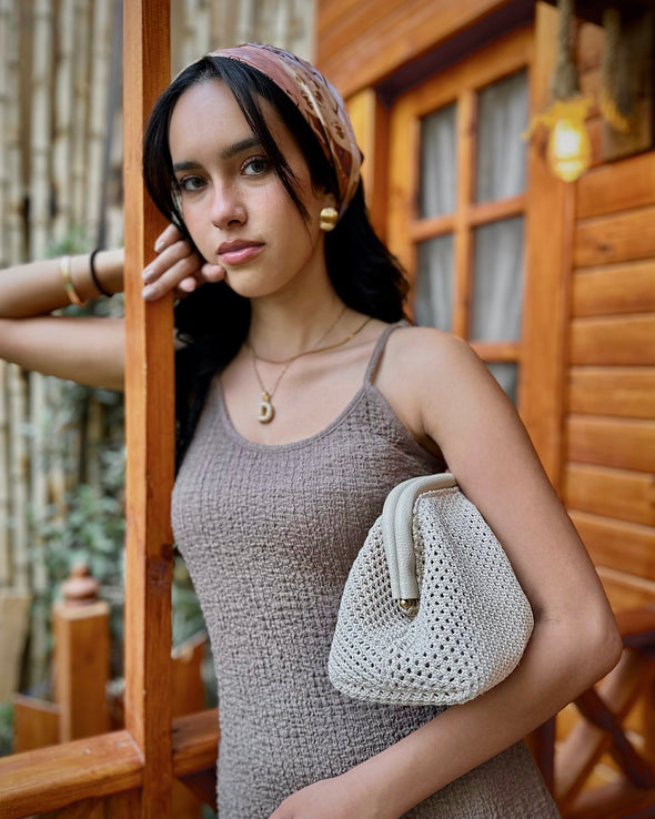 ZOE HONEYCOMB KNIT - BEIGE RAFFIA