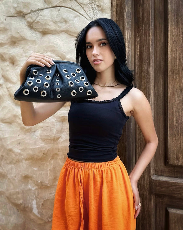 ZOE GROMMETS - BLACK x SILVER HARDWARE