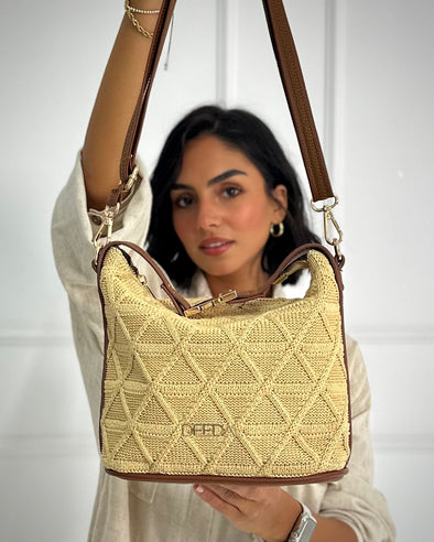 ELENI RAFFIA BAG - CAMEL