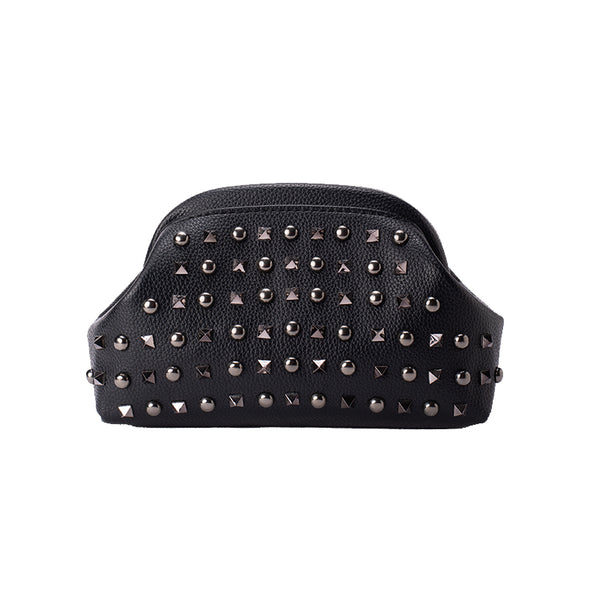 ZOE STUDDED LEATHER - BLACK