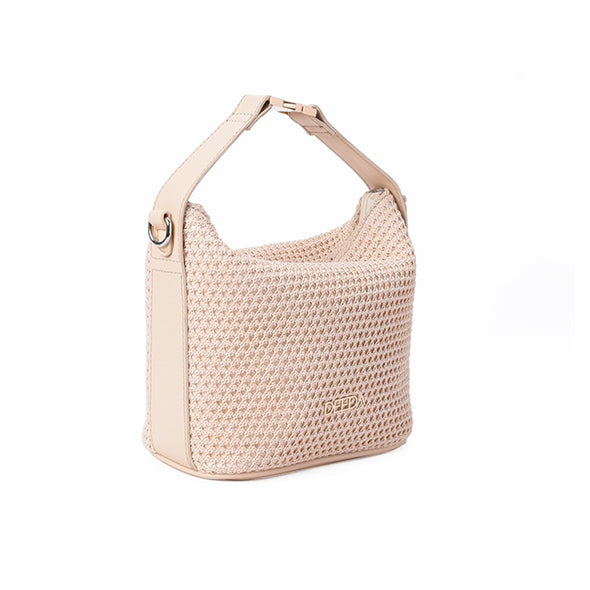 ELENI HONEYCOMB KNIT - BEIGE RAFFIA