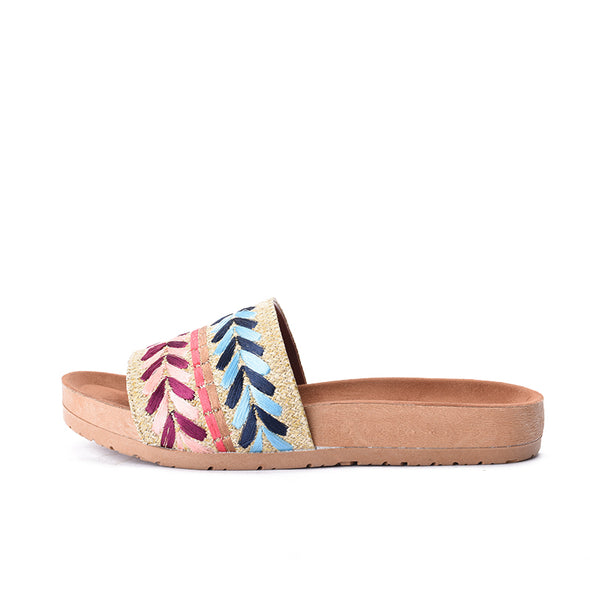 DOUBLE SPIKE SLIDE SLIPPERS - BLUE x PINK