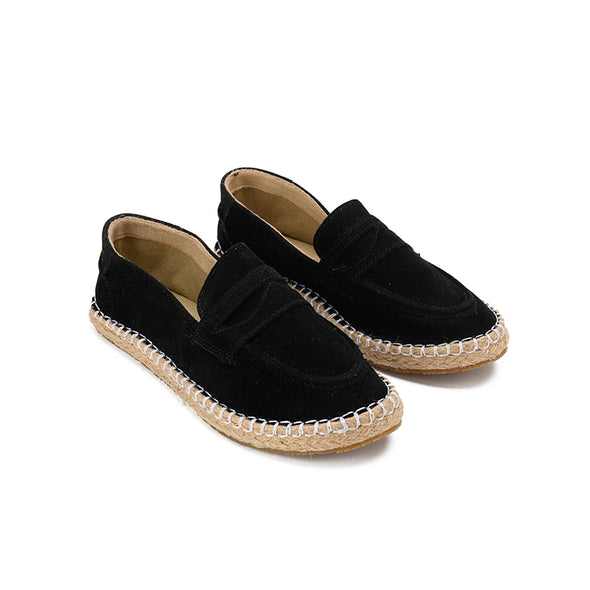 SUEDE PENNY LOAFERS - BLACK