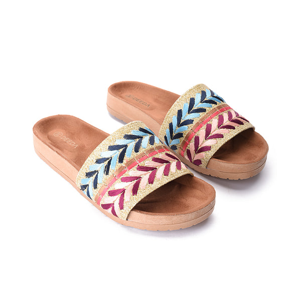 DOUBLE SPIKE SLIDE SLIPPERS - BLUE x PINK