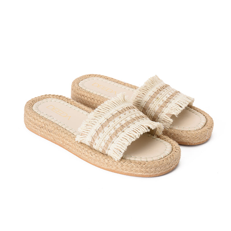 JUTE PLATFORM NUTTY KNOTS SLIPPERS - BEIGE – Deeda