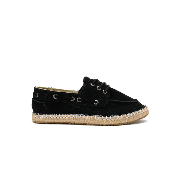 SUEDE LACE LOAFERS - BLACK