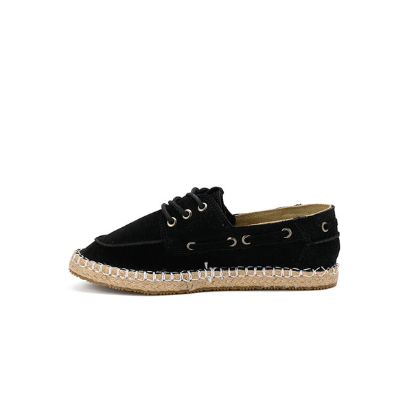 SUEDE LACE LOAFERS - BLACK